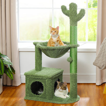 Cactus Cat Tree Tower with Hammock and Condo